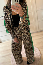 Leopard pak satin green
