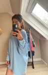 Shirtdress met open rug lichtblauw