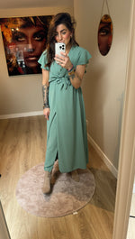 Lange jurk met split mint