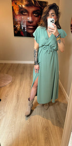 Lange jurk met split mint