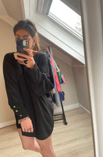 Shirtdress met open rug zwart