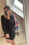 Shirtdress met open rug zwart